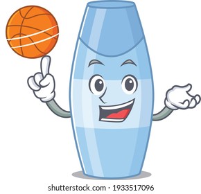 An athletic shampoo cartoon mascot design with basketball. Vector illustration