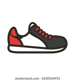 Athletic shoe displays design flat style running equipment isolated
