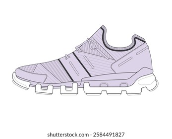 Athletic shoe for men vector template technical design by adobe illustrator.