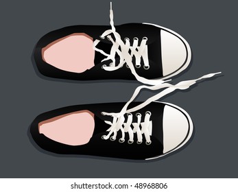 athletic shoes sneakers vector on a gray background