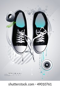 athletic shoes sneakers vector on a gray background