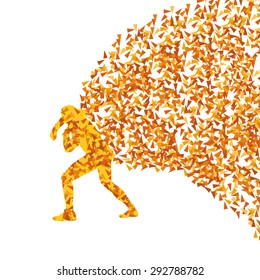 Athletic shot put woman vector background concept made of triangular fragments