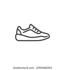 Icono de la línea de las zapatillas atléticas. signo de estilo lineal para concepto móvil y diseño web. Icono vector de contorno de zapata deportivo. Símbolo, ilustración del logotipo. Gráficos vectoriales