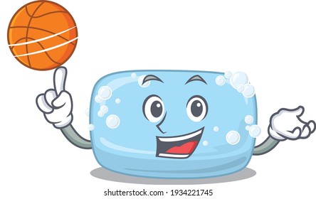 An athletic soap cartoon mascot design with basketball. Vector illustration