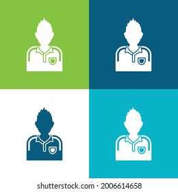 Athletic Soccer Player Flat four color minimal icon set