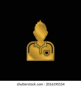 Athletic Soccer Player gold plated metalic icon or logo vector
