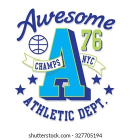 Athletic sport awesome typography, t-shirt graphics, vectors