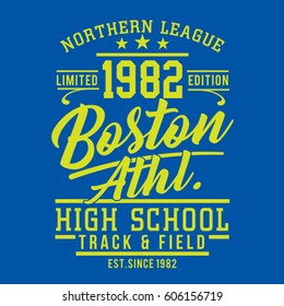 Athletic sport Boston typography, tee shirt graphics, vectors