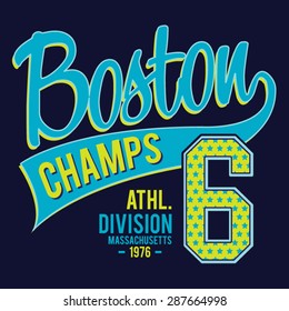 Athletic sport Boston typography, t-shirt graphics, vectors