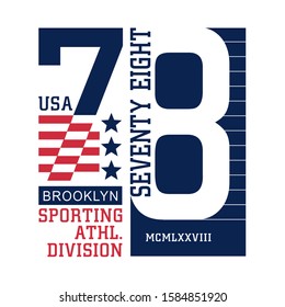 Athletic sport Brooklyn typography, tee shirt graphics, vectors