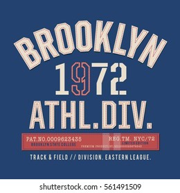Athletic sport Brooklyn typography, tee shirt graphics, vectors