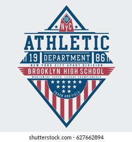 Athletic sport Brooklyn typography, tee shirt graphics, vectors