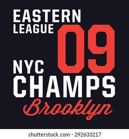 Athletic sport Brooklyn typography, t-shirt graphics, vectors
