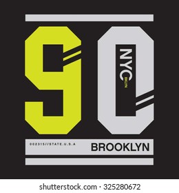 Athletic sport Brooklyn typography, t-shirt graphics, vectors