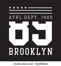 Athletic sport Brooklyn typography, t-shirt graphics, vectors