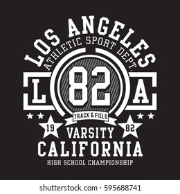 Athletic Sport California Typography, Tee Shirt Graphics, Vectors