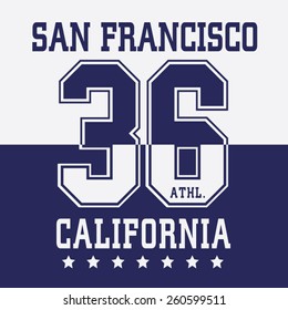 Athletic sport California typography, t-shirt graphics, vectors