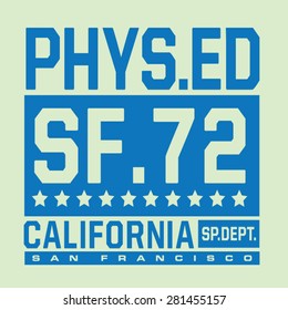 Athletic sport California typography, t-shirt graphics, vectors