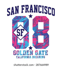 Athletic sport California typography, t-shirt graphics, vectors