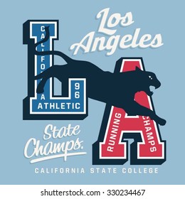 Athletic sport California typography, t-shirt graphics, vectors