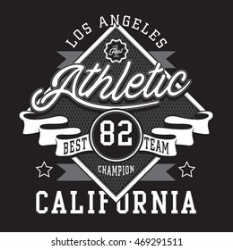 Athletic sport California typography, t-shirt graphics, vectors