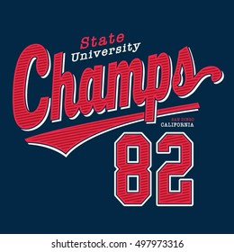 Athletic sport champion typography, t-shirt graphics, vectors