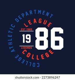 Athletic sport college typography, tee shirt graphics, vectors