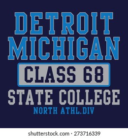 Athletic sport Detroit typography, t-shirt graphics, vectors