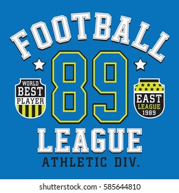 Athletic sport football typography, tee shirt graphics, vectors