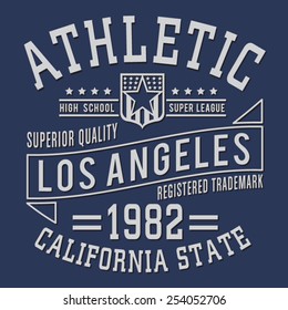 Athletic sport Los angeles typography, t-shirt graphics, vectors