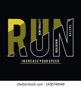 Athletic sport marathon increase your speed typography, t-shirt graphics, vectors