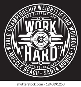 Athletic sport muscle typography, tee shirt graphics, vectors