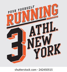 Athletic sport New York typography, t-shirt graphics, vectors