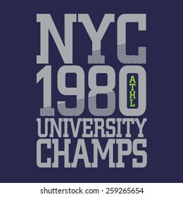 Athletic sport New York typography, t-shirt graphics, vectors