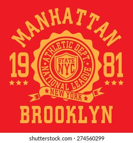 Athletic sport New York typography, t-shirt graphics, vectors
