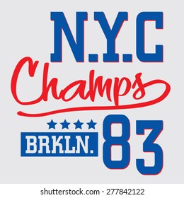 Athletic sport New York typography, t-shirt graphics, vectors