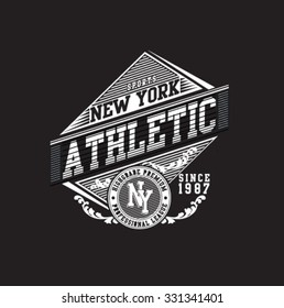 Athletic sport New York typography, t-shirt graphics, vectors