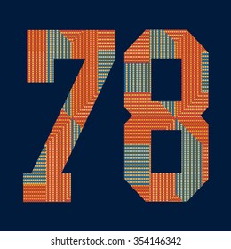 Athletic sport number typography, t-shirt graphics, vectors, college, 