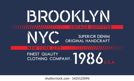 Athletic sport NYC Brooklyn typography, t-shirt graphics, vectors