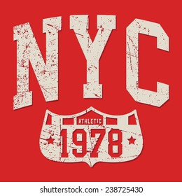 Athletic sport NYC typography, t-shirt graphics, vectors