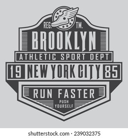 Athletic sport NYC typography, t-shirt graphics, vectors 