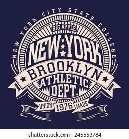 Athletic sport NYC typography, t-shirt graphics, vectors