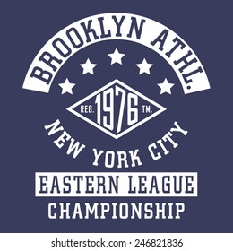 Athletic sport NYC typography, t-shirt graphics, vectors