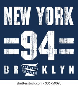 Athletic sport NYC typography, t-shirt graphics, vectors