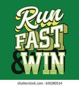 Athletic sport run fast win typography, tee shirt graphics, vectors
