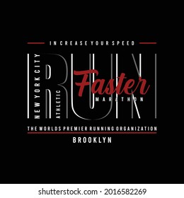 Athletic sport run faster typography, t-shirt graphics, vectors