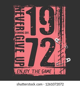 Athletic sport run typography, tee shirt graphics, vectors