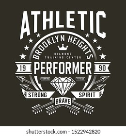 Athletic sport run typography, tee shirt graphics, vectors