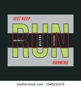 Athletic sport run typography, tee shirt graphics, vectors