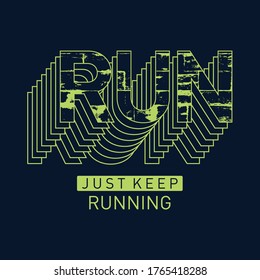 Athletic sport run typography, tee shirt graphics, vectors